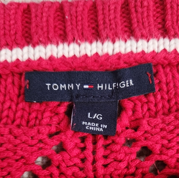 Tommy Hilfiger, Women's Red Knit Crew Neck Soft Long Sleeve Sweater, sz LG - Picture 2 of 15